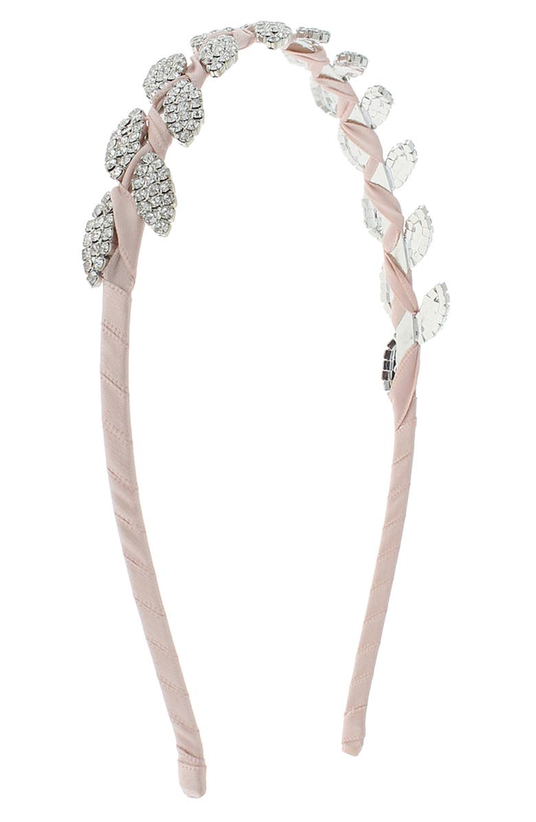 Capelli New York Crystal Leaf Headband, Main, color, Ballt Pnk