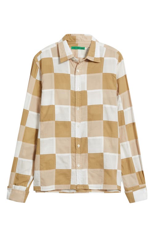 Emily Dawn Long Jeff's Check Cotton Button-up Shirt In Neutral