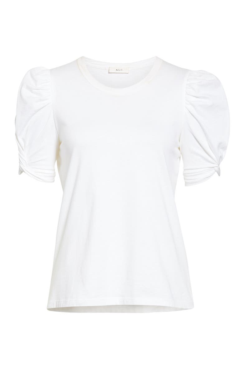 Kati Twist Sleeve Tee, Alternate, color, WHITE