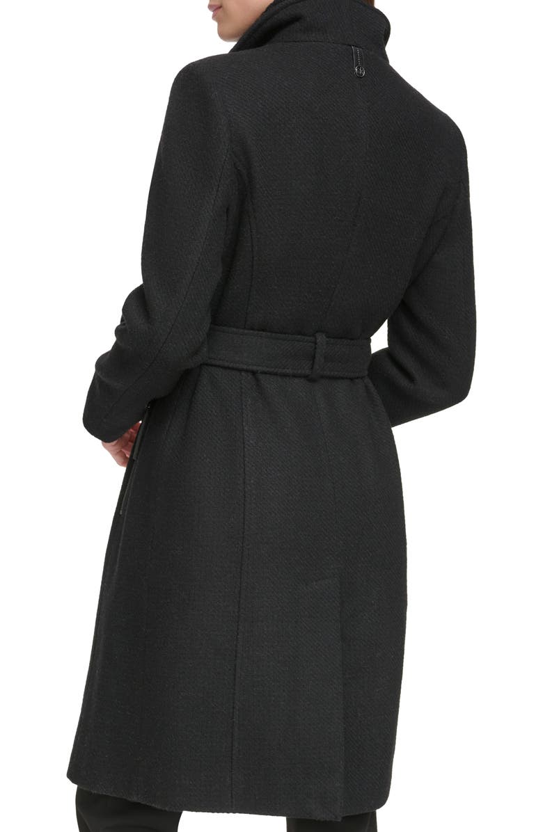 Calvin Klein Angled Zip Twill Coat, Alternate, color, Black Twill