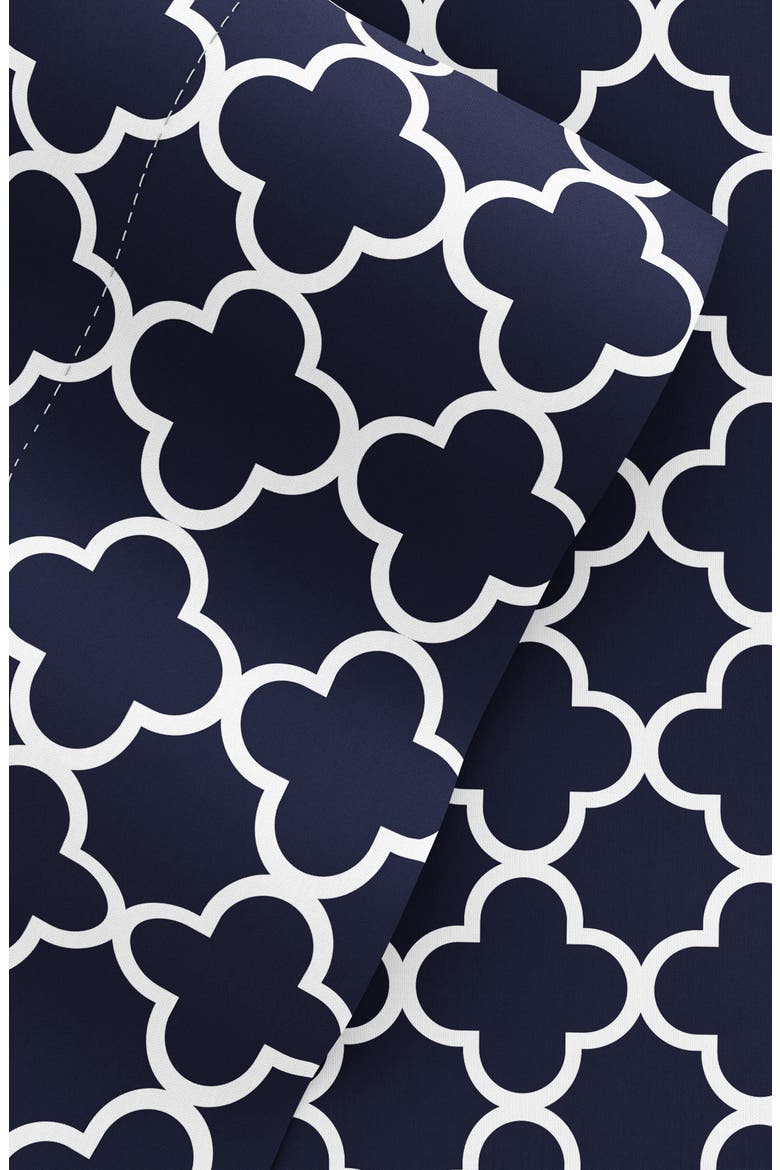HOME SPUN Premium Ultra Soft Quatrefoil Pattern 4-Piece Bed Sheet Set, Alternate, color, NAVY