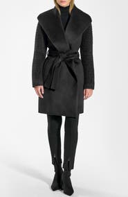 SENTALER Rib Sleeve Alpaca & Wool Wrap Coat