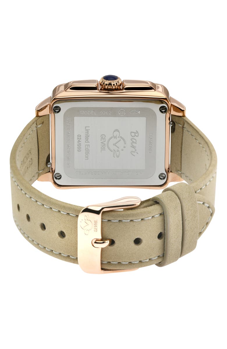 GV2 Women's Bari Enamel with Diamond Dial Leather Strap Watch, 37mm, Alternate, color, 