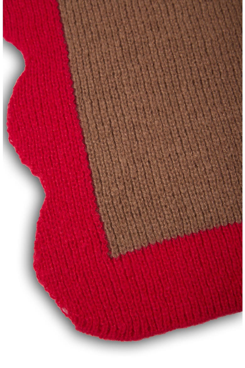 Scallop Trim Scarf, Alternate, color, BROWN