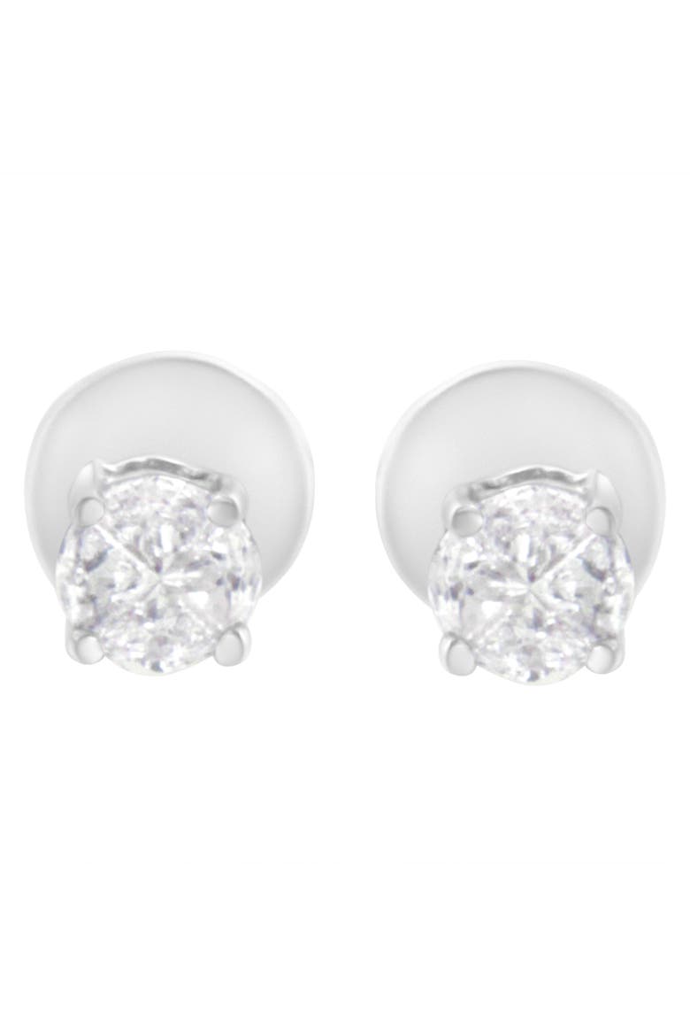 14K White Gold 1/2 Cttw Pie-Cut Diamond Solitaire Stud Earrings, Main, color, White