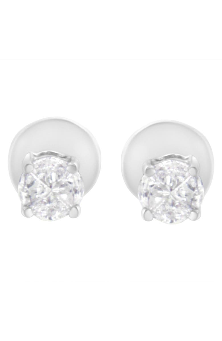 Haus of Brilliance 14K White Gold 1/2 Cttw Pie-Cut Diamond Solitaire Stud Earrings, Main, color, White