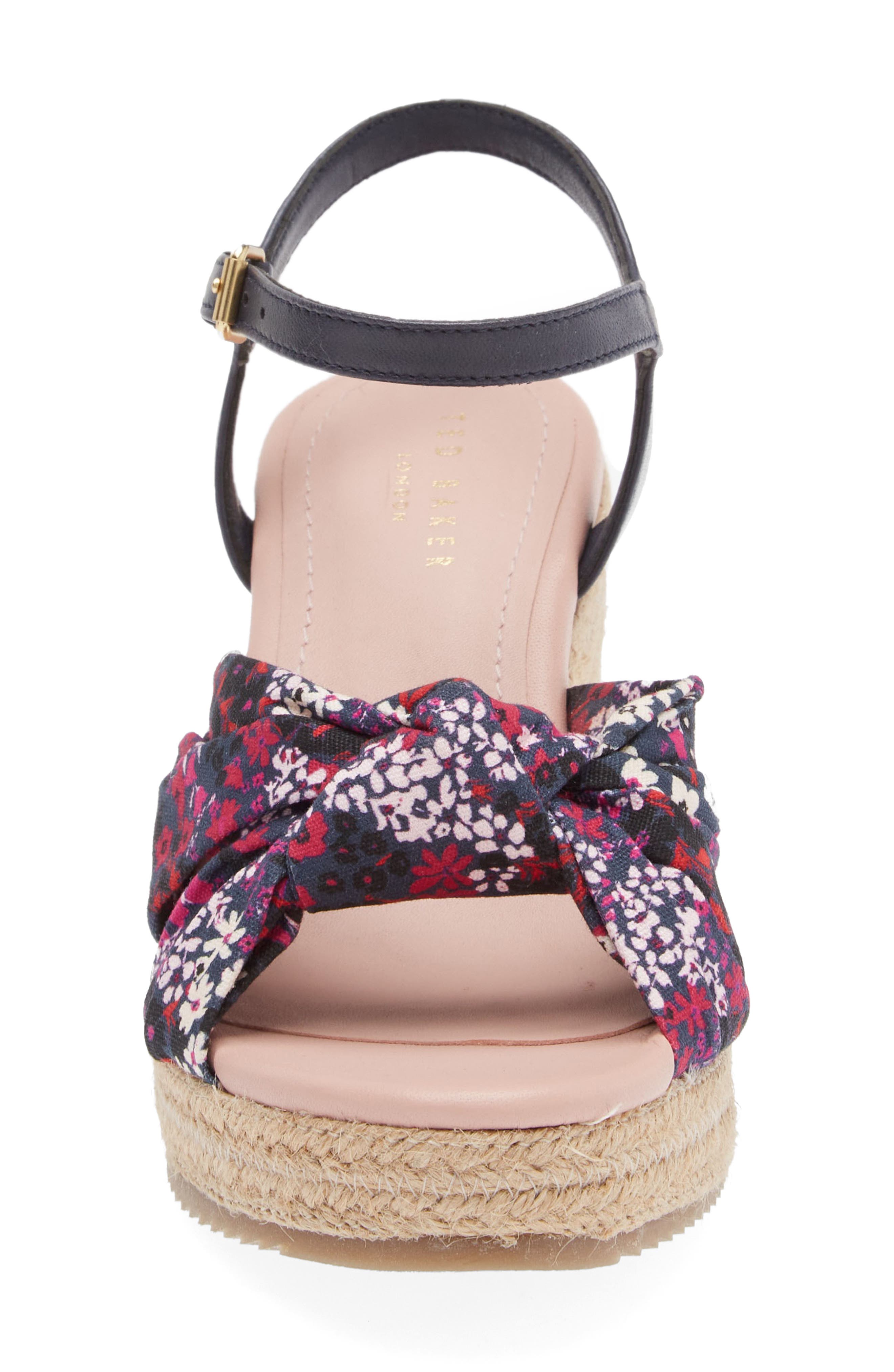 Ted Baker London Taylina Floral Espadrille Wedge Sandal, Alternate, color, Navy