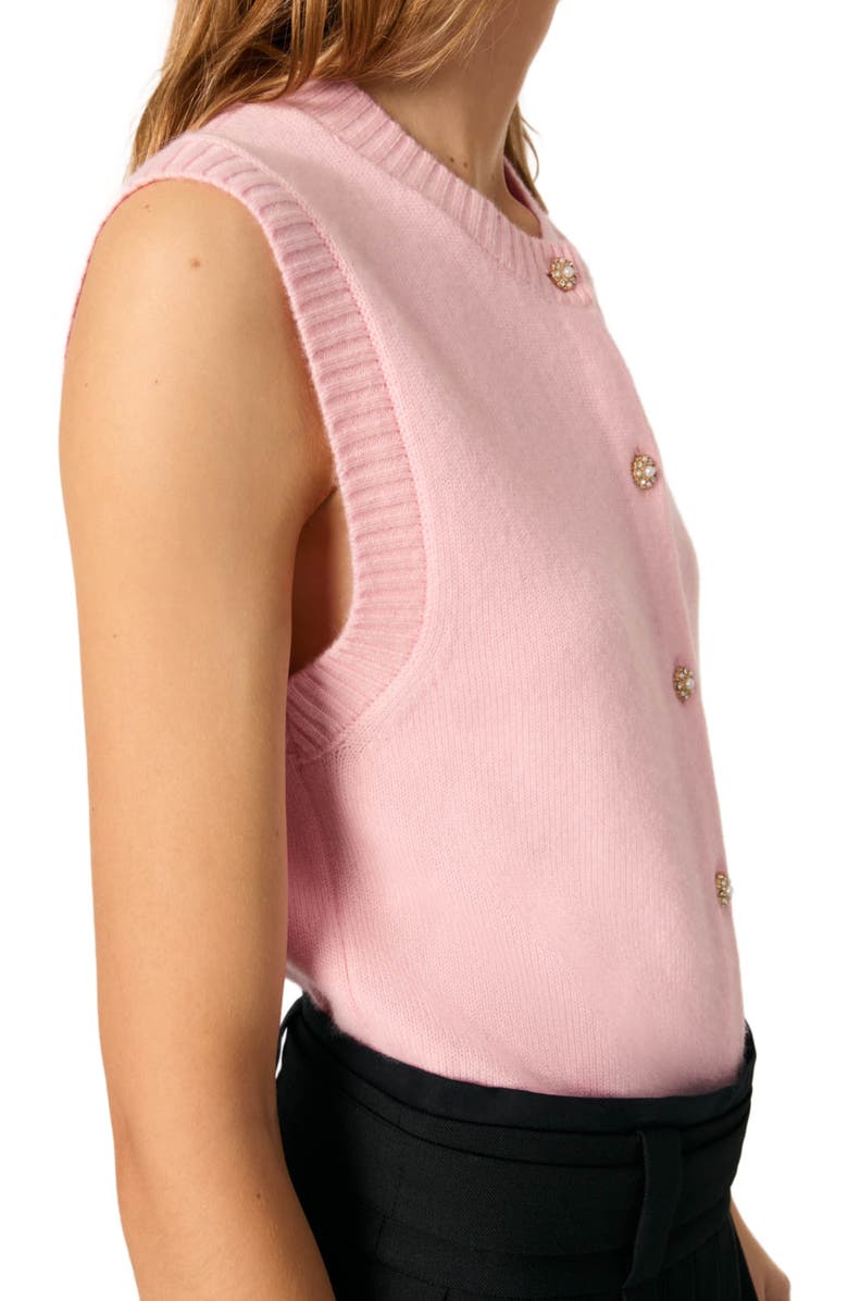 maje Sleeveless wool cardigan, Alternate, color,