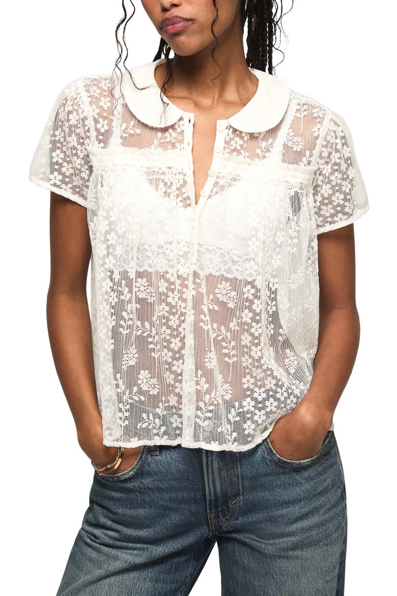 Peter Pan Lace Shirt, Main, color, WHISPER WHITE