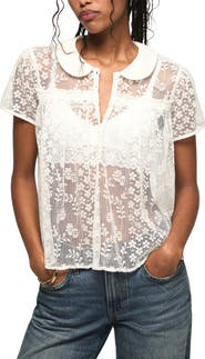 Lucky Brand Peter Pan Lace Shirt