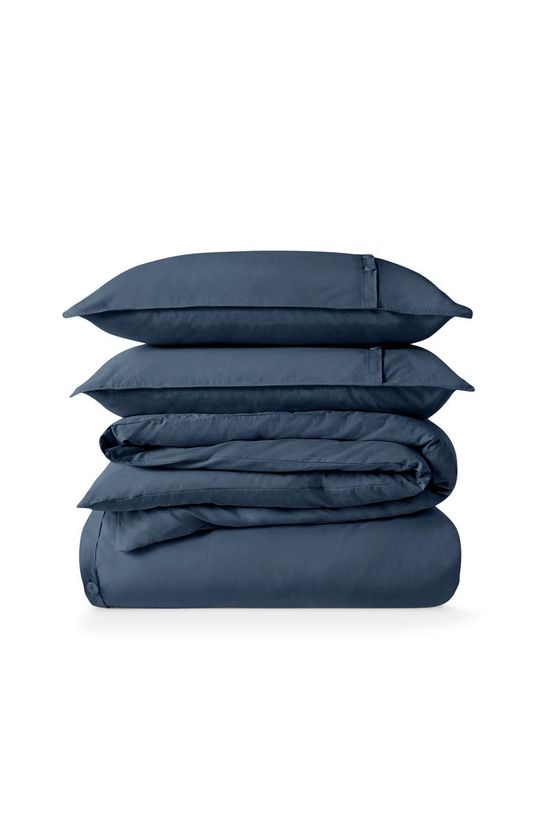 100% Organic Cotton Percale Duvet Cover and Sham Set, Main, color, Bering Sea