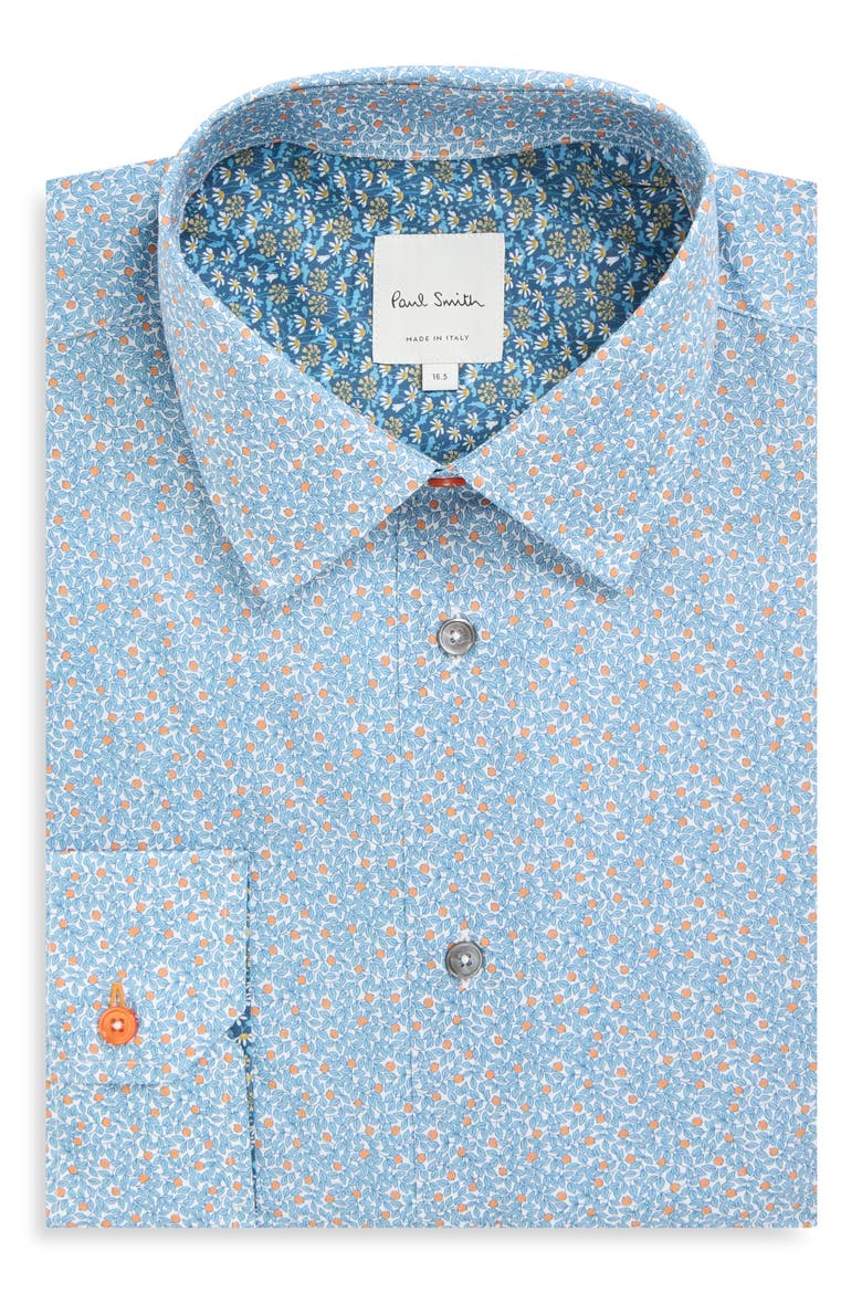 Regular Fit Floral Organic Cotton Dress Shirt, Main, color, 40_LIGHT BLUE