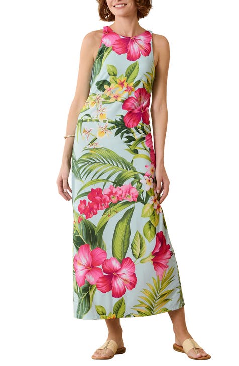 New high quality Tommy Bahama Women's Tropical 100% Silk Sleeveless Midi Dress Medium 10