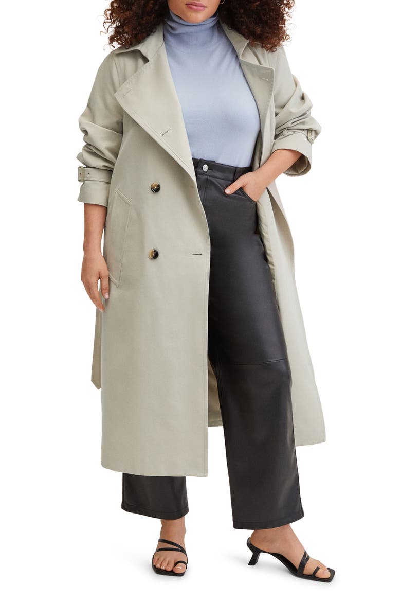 Double Breasted Trench Coat, Alternate, color, LIGHT/ PASTEL GREY