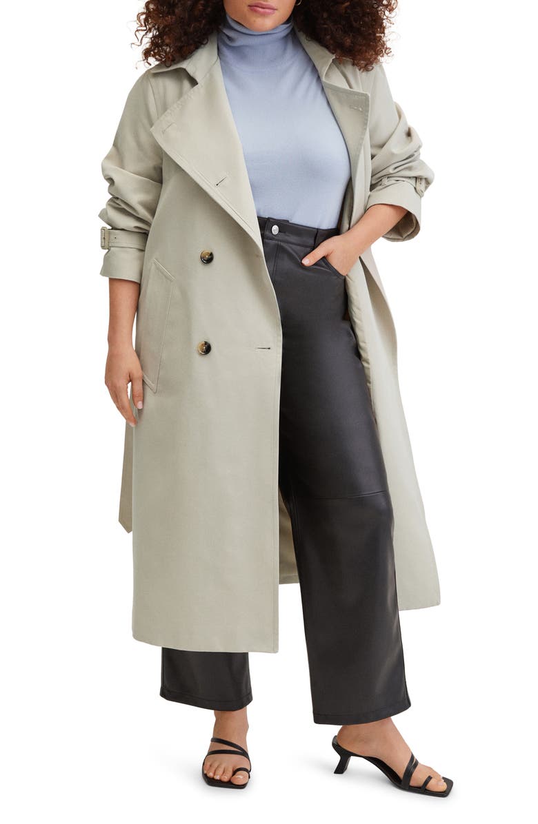 MANGO Double Breasted Trench Coat, Alternate, color,