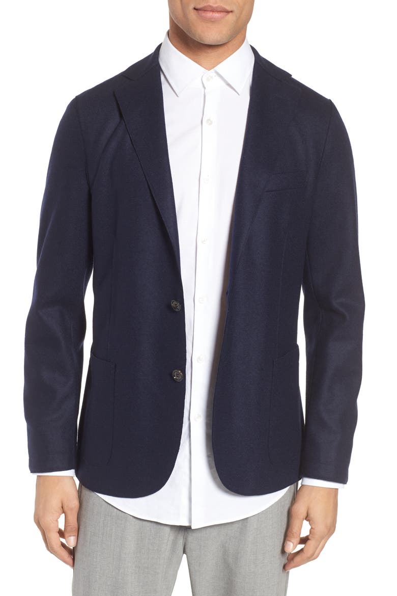 Slim Fit Wool Blend Sport Coat, Main, color, NAVY