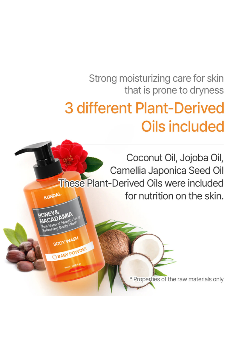 KUNDAL Honey & Macadamia Pure Body Wash - Baby Powder, Alternate, color, Orange