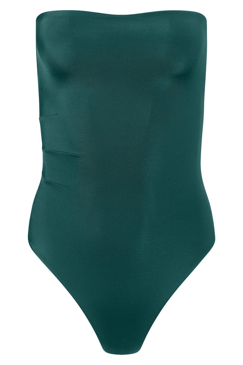 Bardot Strapless One-Piece Swimsuit, Main, color, SEA MOSS