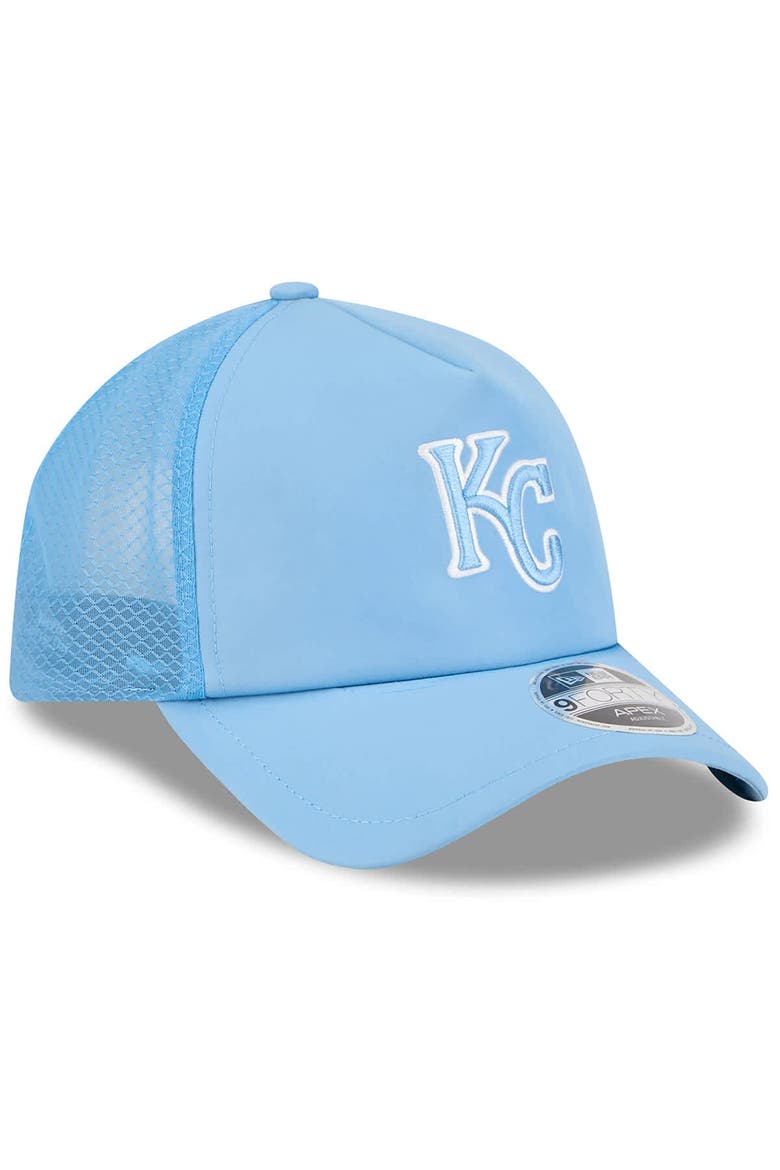 Men's New Era Light Blue Kansas City Royals 2026 Batting Practice Apex 9FORTY Adjustable Trucker Hat, Alternate, color, Light Blue