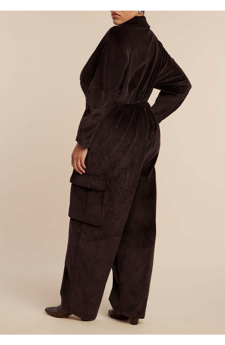 ELOQUII Corduroy Jumpsuit, Alternate, color, Chocolate Plum