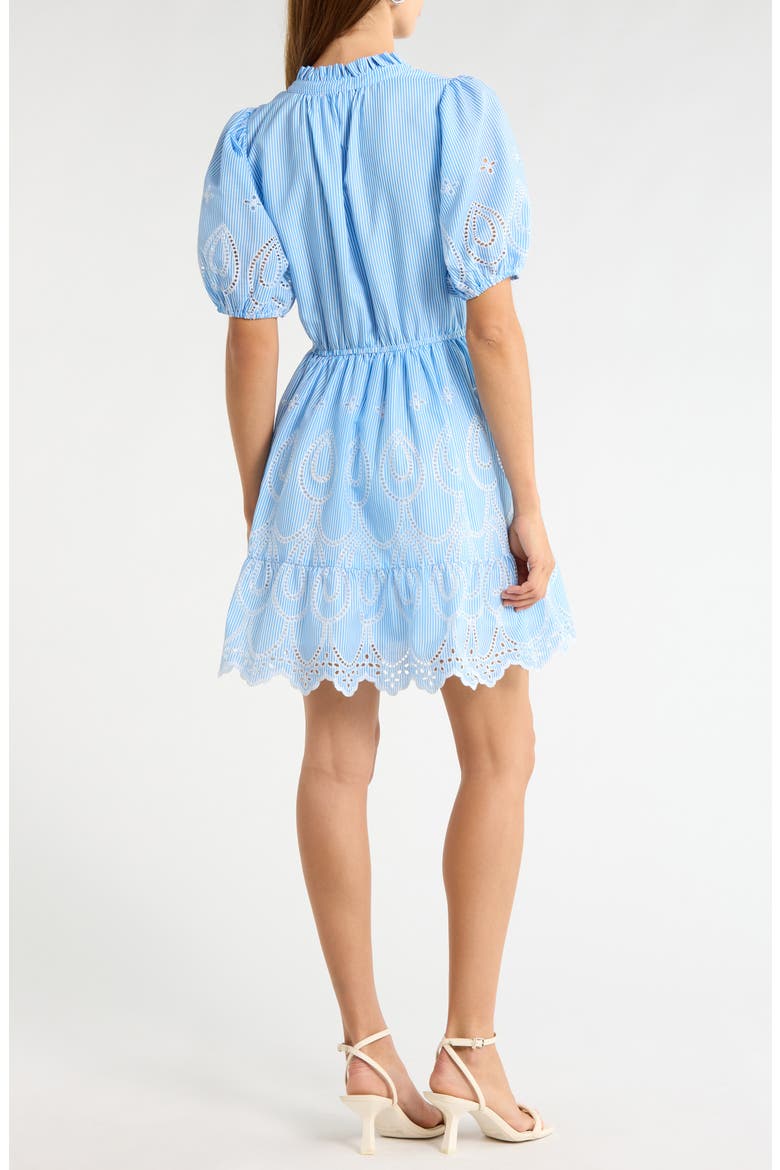 Geyser Eyelet Trim Marissa Dress, Alternate, color, WHITE-BLUE