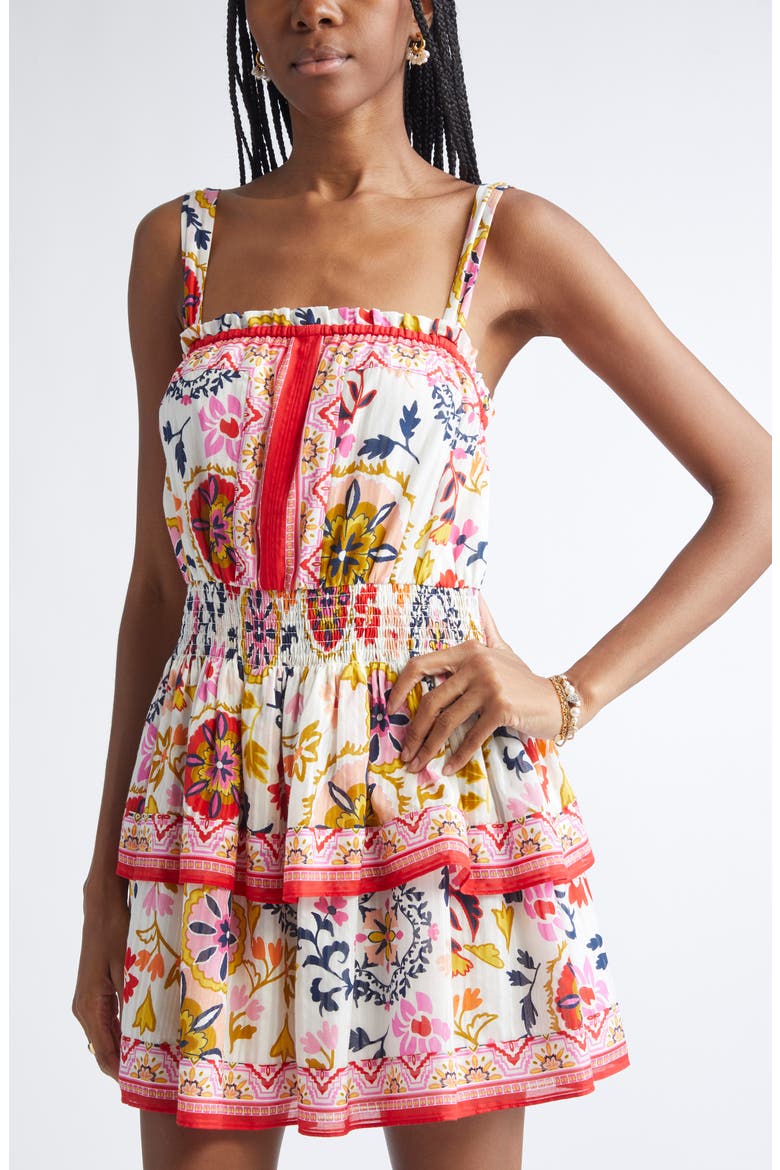 Alicia Mixed Print Cotton Blend Minidress, Alternate, color, WHITE MAYA COMBO
