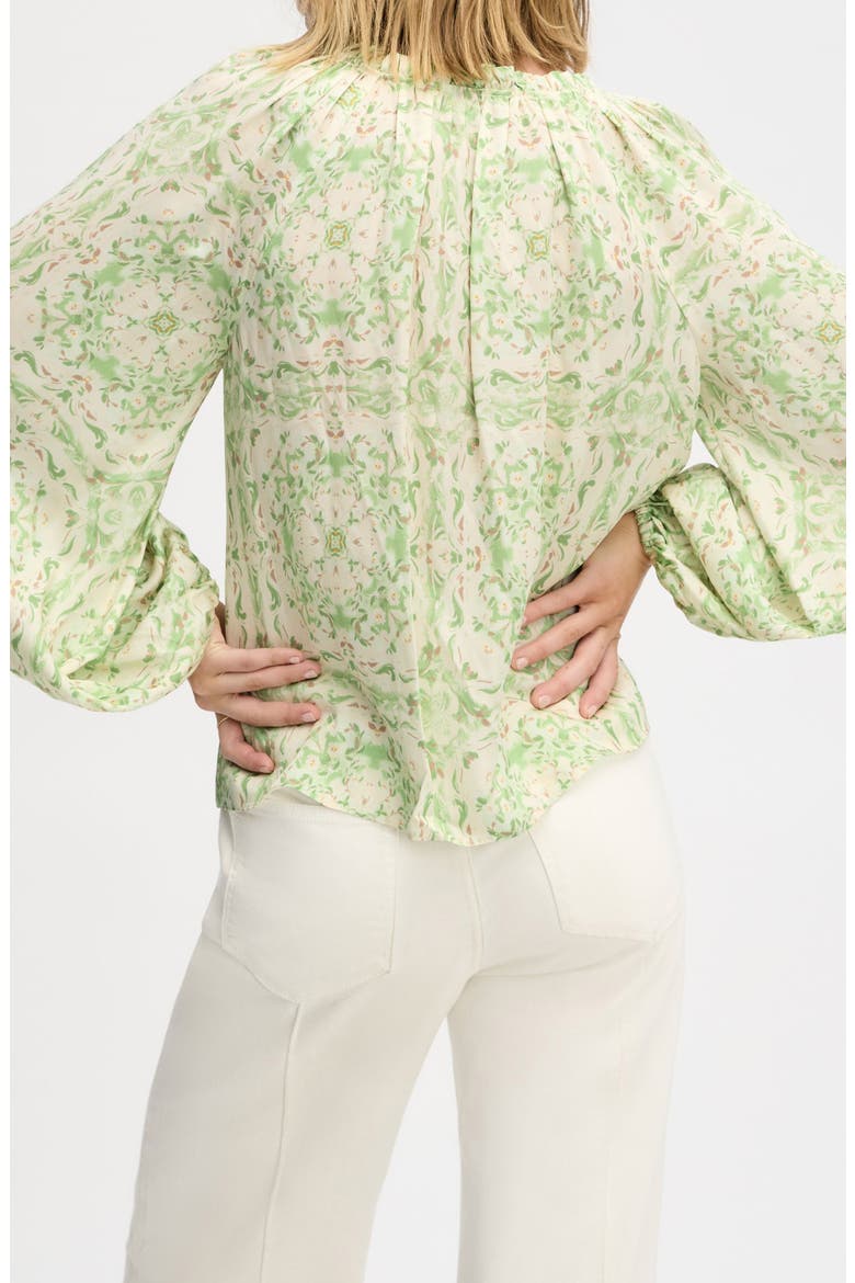 Gathered Boho Woven Shirt, Alternate, color, WILLOW GEO FLORAL SCARF