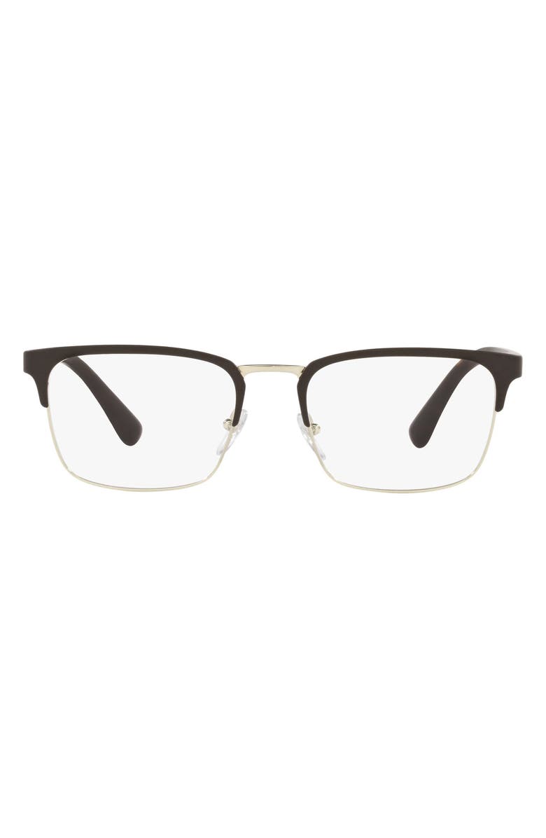 Prada 55m Rectangle Optical Glasses, Main, color, Matte Pale Gold