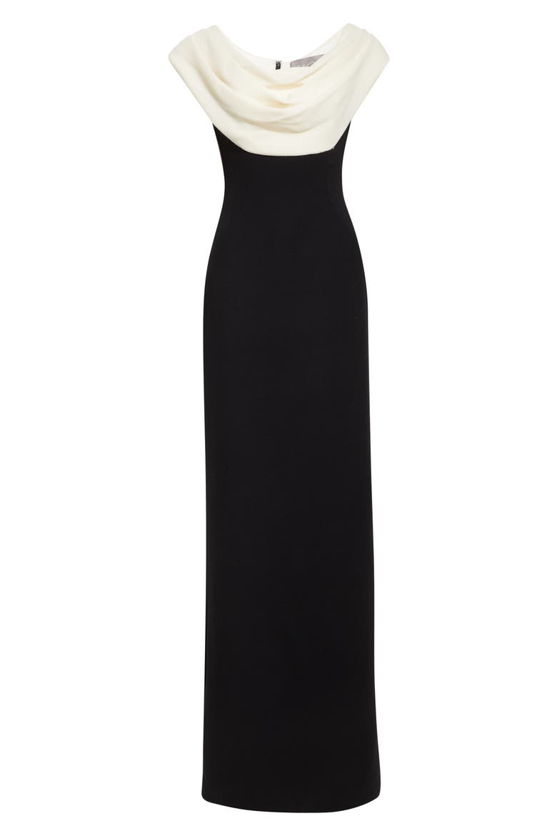 Cowl Neck Gown, Alternate, color, BLACK/ CREAM