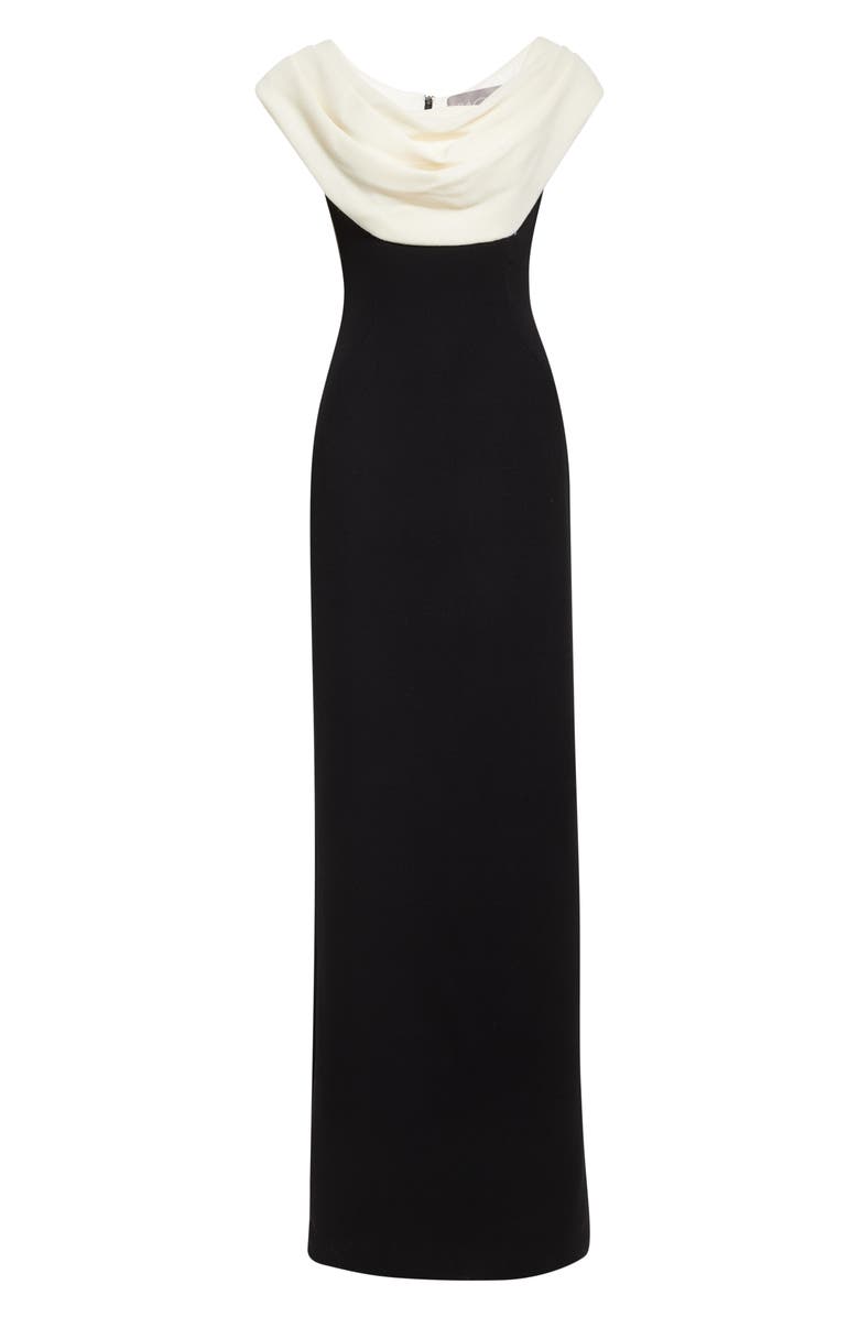 Lela Rose Cowl Neck Gown, Alternate, color, Black/ Cream