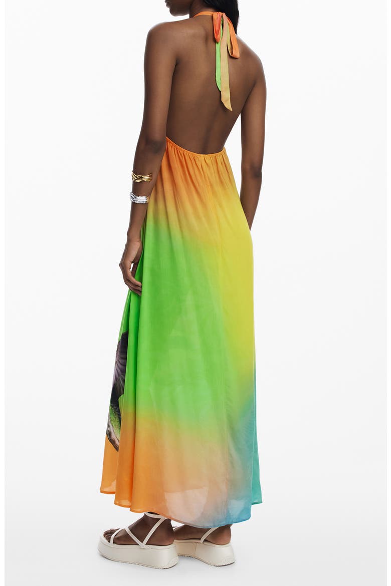 Halter Maxi Cover-Up Dress, Alternate, color, ORANGE MULTI