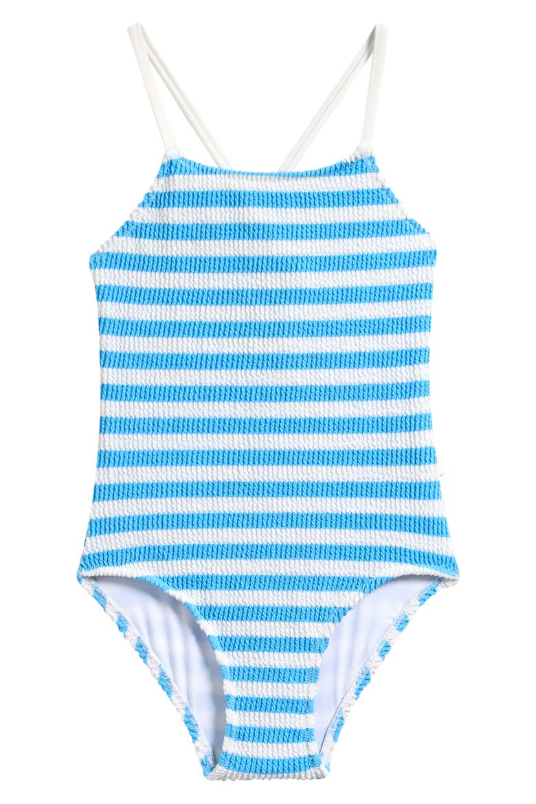 Kids' Textured One-Piece Swimsuit, Main, color, POWDER BLUE