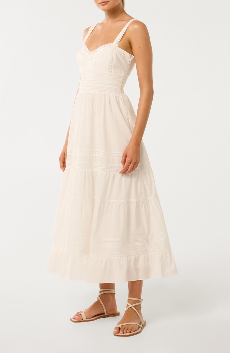 Ever New Brianna Lace Trim Cotton Sundress, Alternate, color, Porcelain