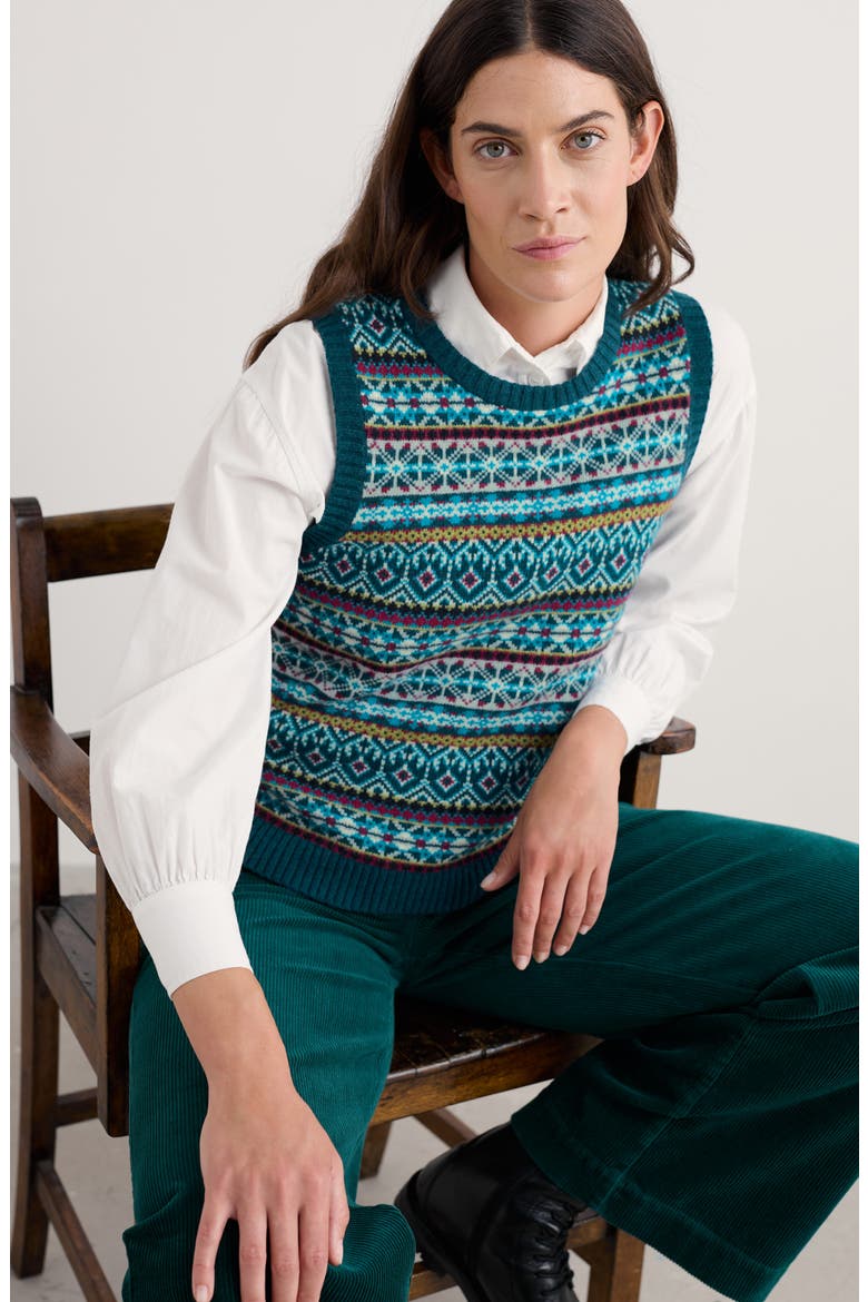 Percella Cove Fair Isle Merino Wool Blend Sweater Vest, Alternate, color, KNIT OPEN GARDEN MULTI