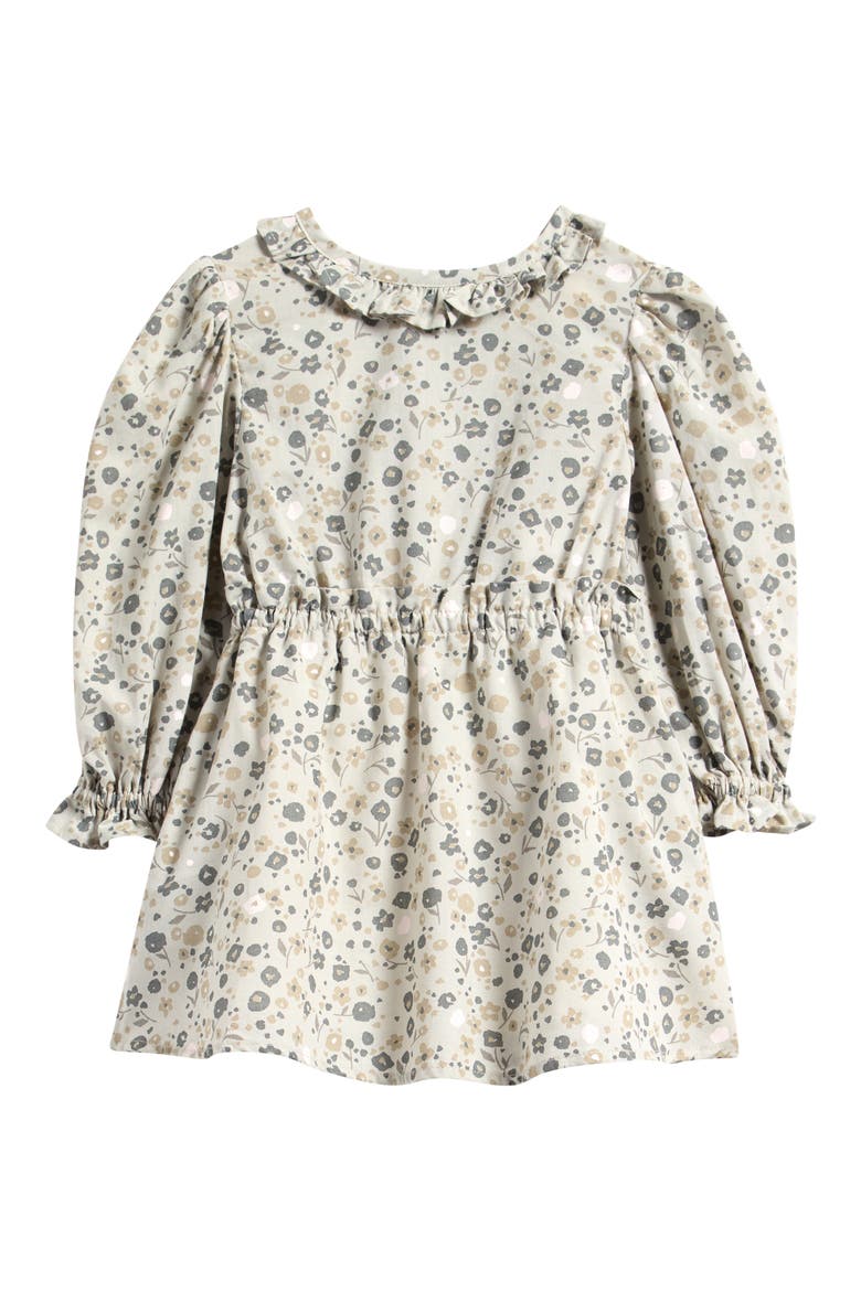Ruffle Puff Sleeve Organic Cotton Dress, Main, color, FORGET-ME-NOT