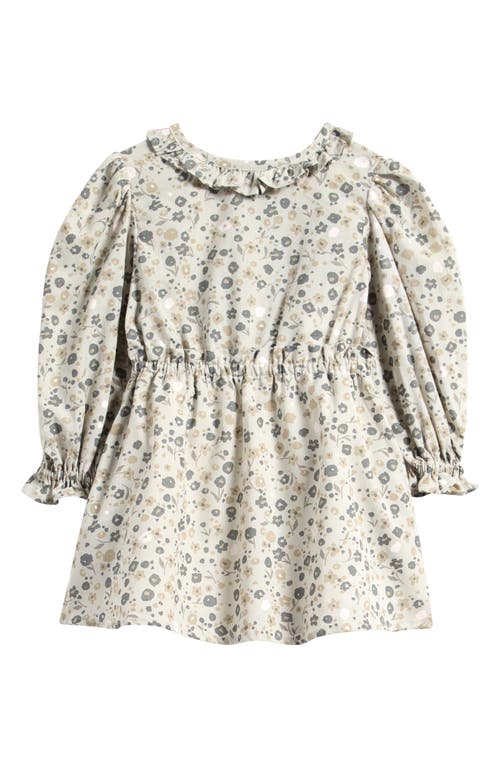 Pehr Ruffle Puff Sleeve Organic Cotton Dress In Gray