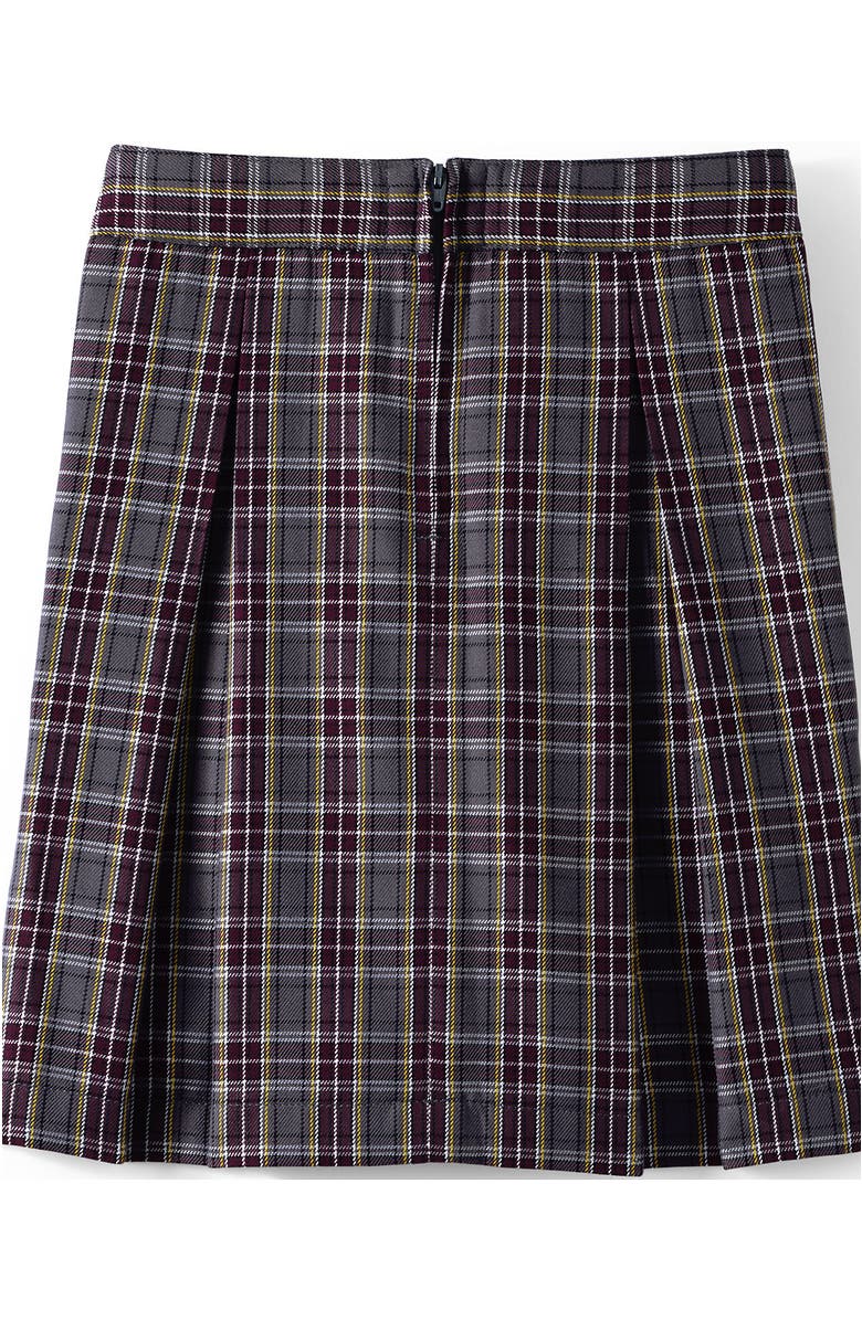 Lands' End Girls Top of Knee Plaid Skort, Alternate, color, Plaid Gray Heather/Maroon