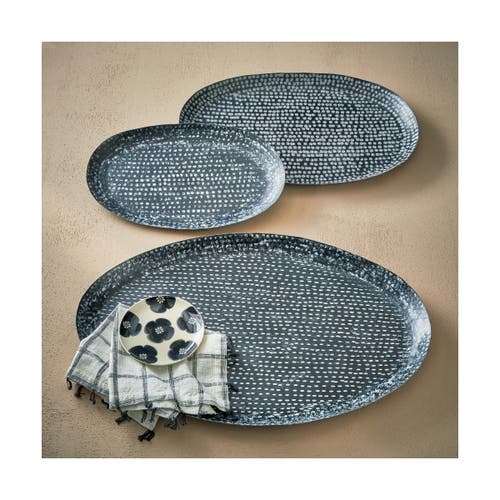 Tag Zahara Embossed Oval Decorative Tray In Black