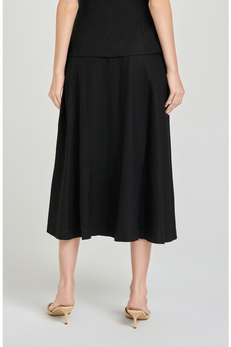 x Hannah Lovey Porter Capri Linen Blend Midi Skirt (Nordstrom Exclusive), Alternate, color, BLACK