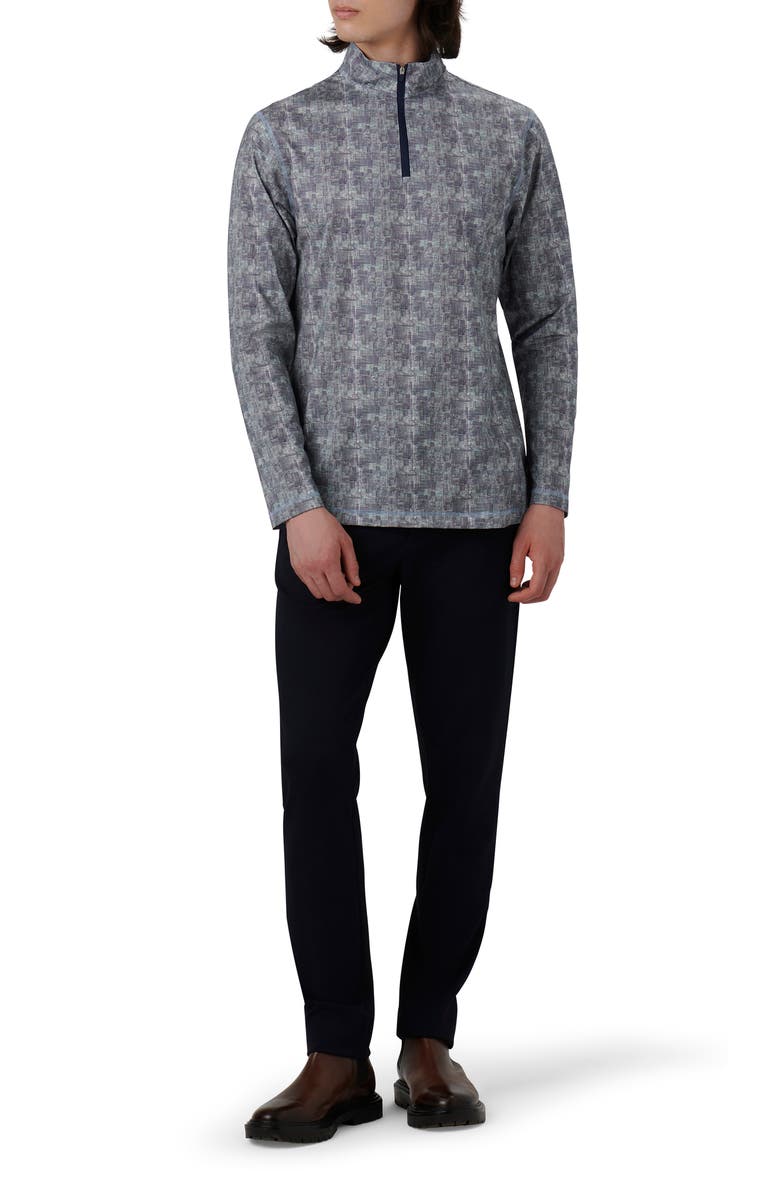 Bugatchi OoohCotton<sup>®</sup> Print Quarter Zip Pullover, Alternate, color, 