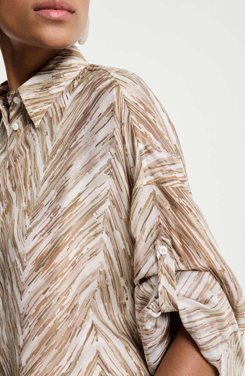 Brunello Cucinelli Chevron print dress, Alternate, color, Beige