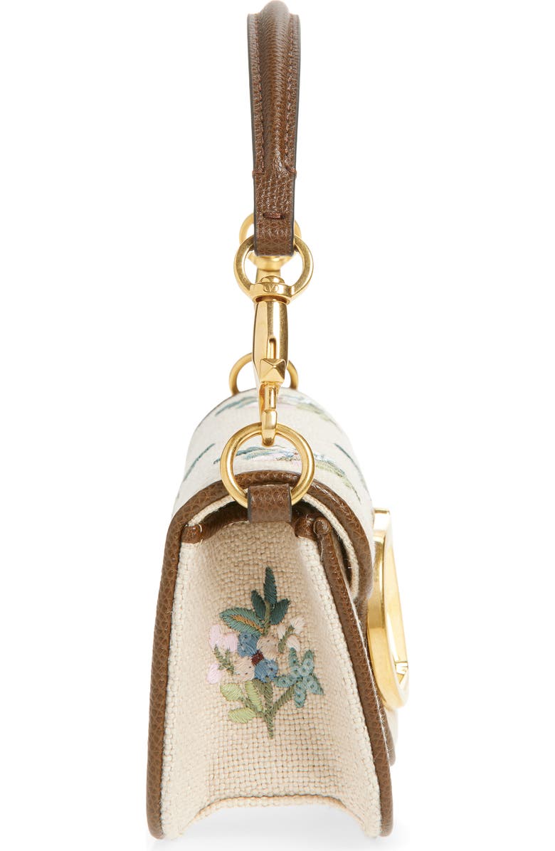 Valentino Garavani Small Locò Embroidered Linen Shoulder Bag, Alternate, color, Beige Multi