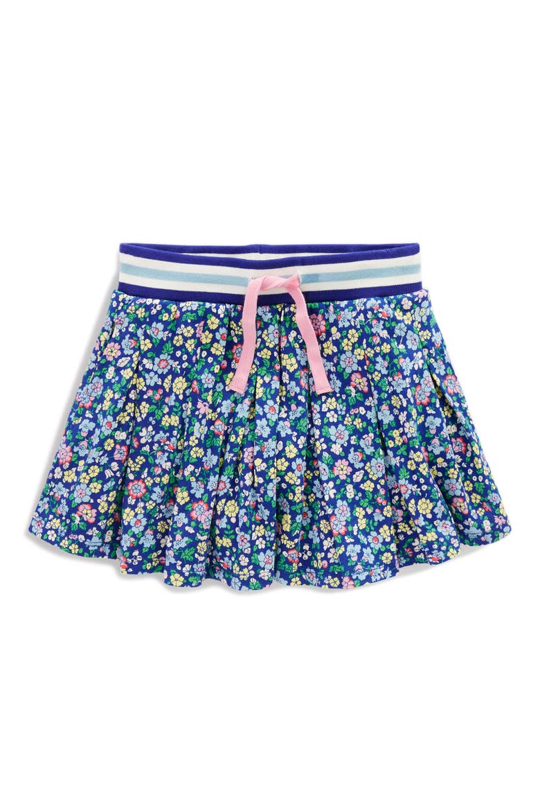 Kids' Floral Pleated Cotton Skort, Main, color, SAPPHIRE BLUE NAUTICAL FLORAL