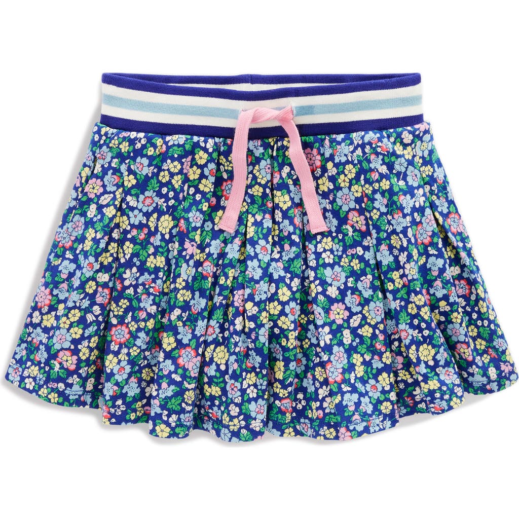 Mini Boden Kids' Floral Pleated Cotton Skort In Sapphire Blue Nautical Floral