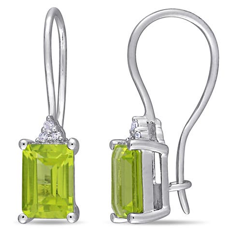 Peridot & Diamond Euroback Earrings