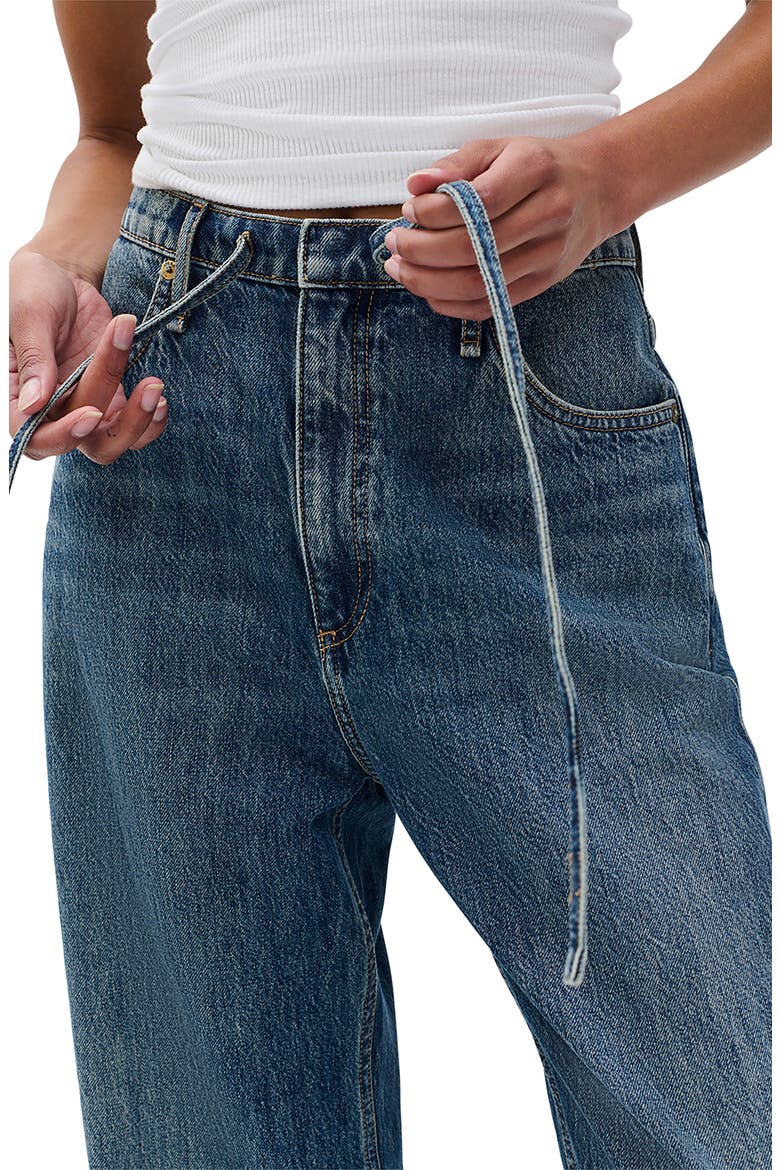Phoebe Drawstring Waist Wide Leg Jeans, Alternate, color, DELCAN