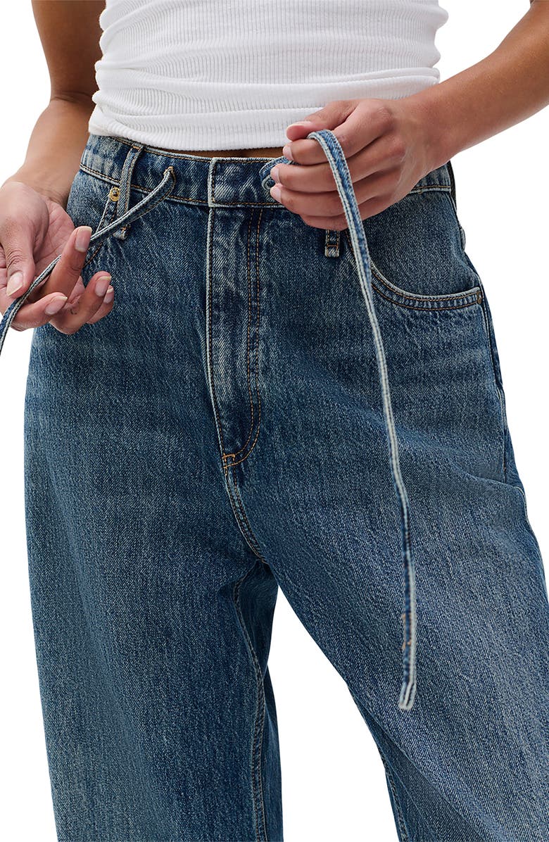 rag & bone Phoebe Drawstring Waist Wide Leg Jeans, Alternate, color, Delcan