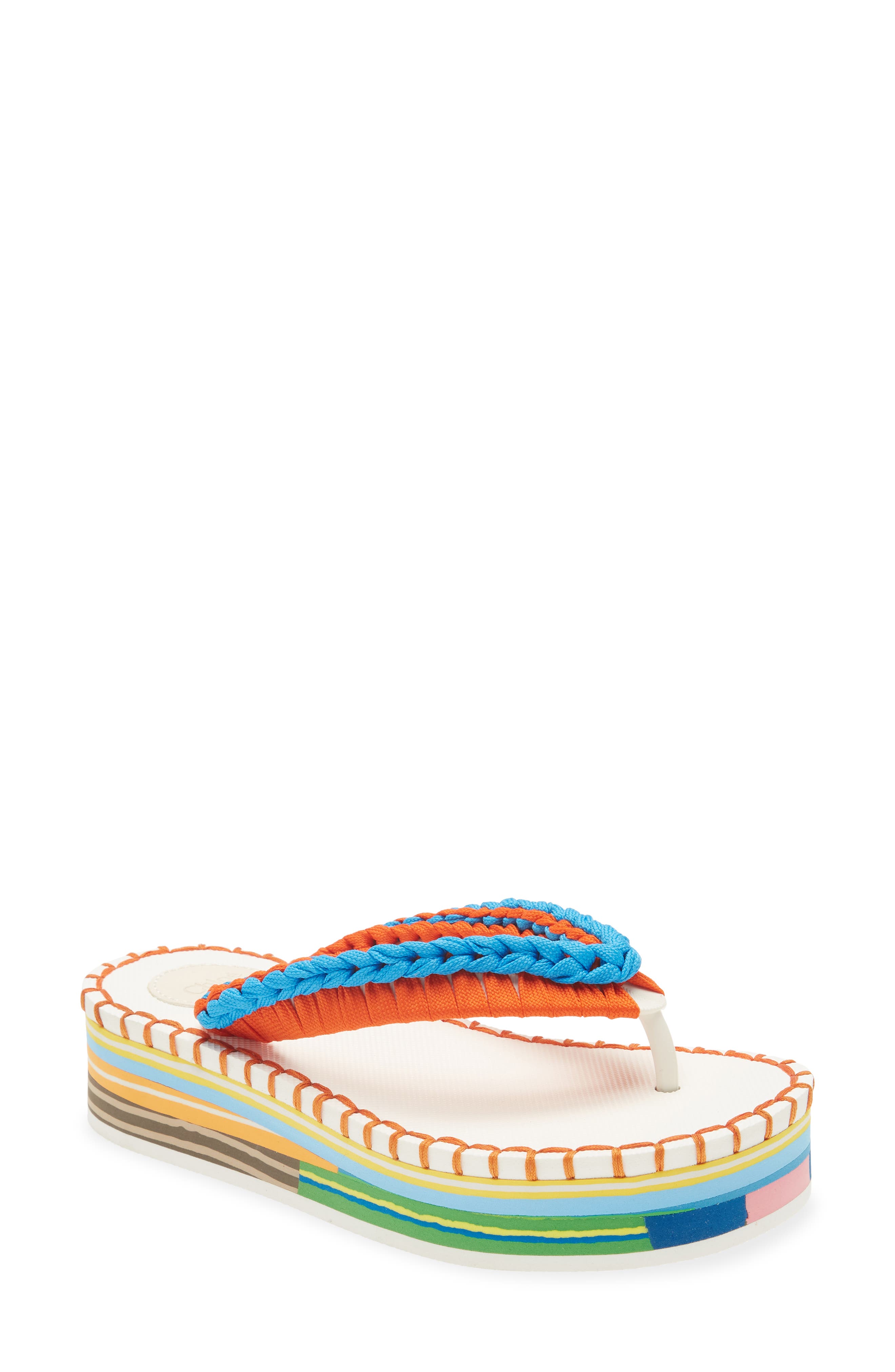 Lou Platform Flip Flop, Main, color, ORANGE/ BLUE