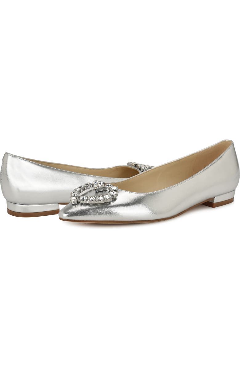Nine West Hearts Rhinestone Flat, Alternate, color, Silver