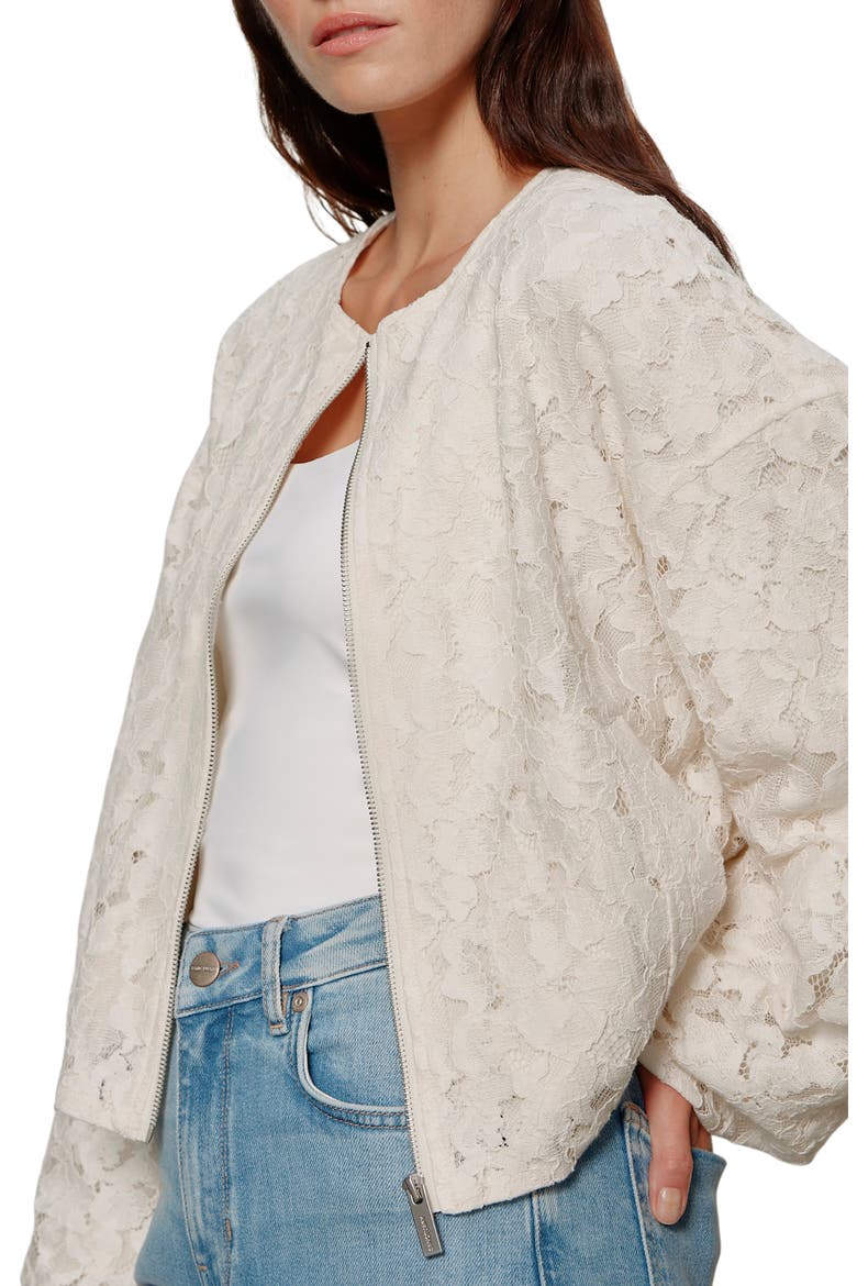 Leila Lace Bomber Jacket, Alternate, color, COLLAGEN WHITE